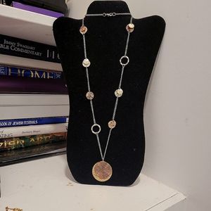 Mixed Metal Medallion Necklace  EUC
